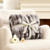 Cozy Bliss Faux Fur Plush Decorative Blanket, Cozy Warm Striped Throw Blanket - 2 of 4