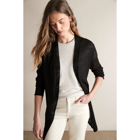 Long black store linen cardigan