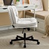 Armless-Office Desk Chair with Wheels, PU Leather Cross Legged Wide Chair, Comfortable Adjustable Swivel Task Chairs for Home Office-The Pop Home - 2 of 4