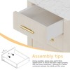 LIVAREEmlen Upholstered Wooden Nightstand with 3 Drawers and Metal Legs and Handles, Bedside Table with Marbling Stickers Worktop, Beige - 3 of 4