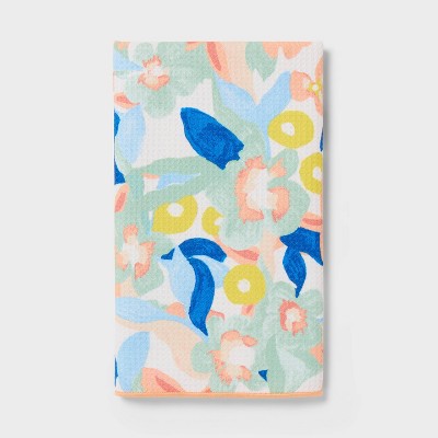 Waffle Abstract Floral Hand Towel Pastel - Room Essentials™