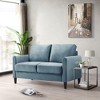 Home Design Airell Velvet Arm Loveseat, Blue - 2 of 4