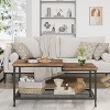 Industrial Coffee Table 2-Tier Rectangle Storage Cocktail Table Living Room Table with Mesh Shelf Metal Frame Sturdy Coffee Table, Rustic Brown - 3 of 4