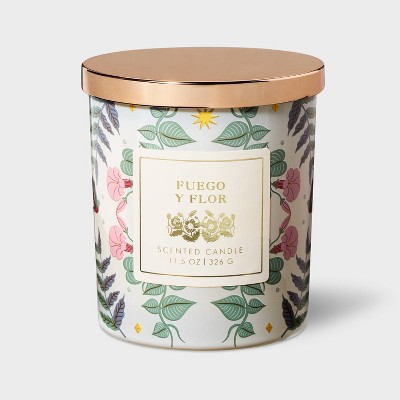 Glass Fuego y Flor Jar Candle White 11.5oz