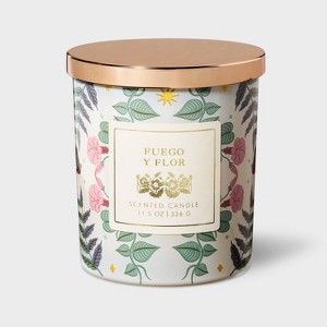 Glass Fuego y Flor Jar Candle White 11.5oz - 1 of 4