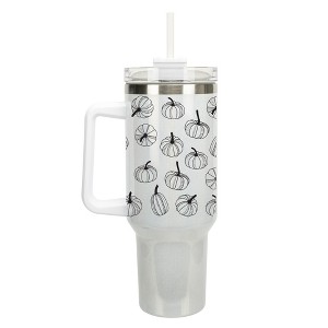 Elanze Designs Fall Pumpkin Autumn Season 40 oz. Stainless Steel, Large Water Bottle Coffee Mug, Spill & Leak Resistant, Thermal Travel Tumbler with - 1 of 1