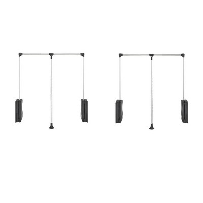 Rev-A-Shelf CPDR-2635 26 to 35 Inch Adjustable Side Mounted Pull Down Closet Rod with Telescoping Handle and Mounting Hardware, Chrome (2 Pack)