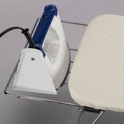 Compact Beige Steel Tabletop Ironing Board with Iron Rest