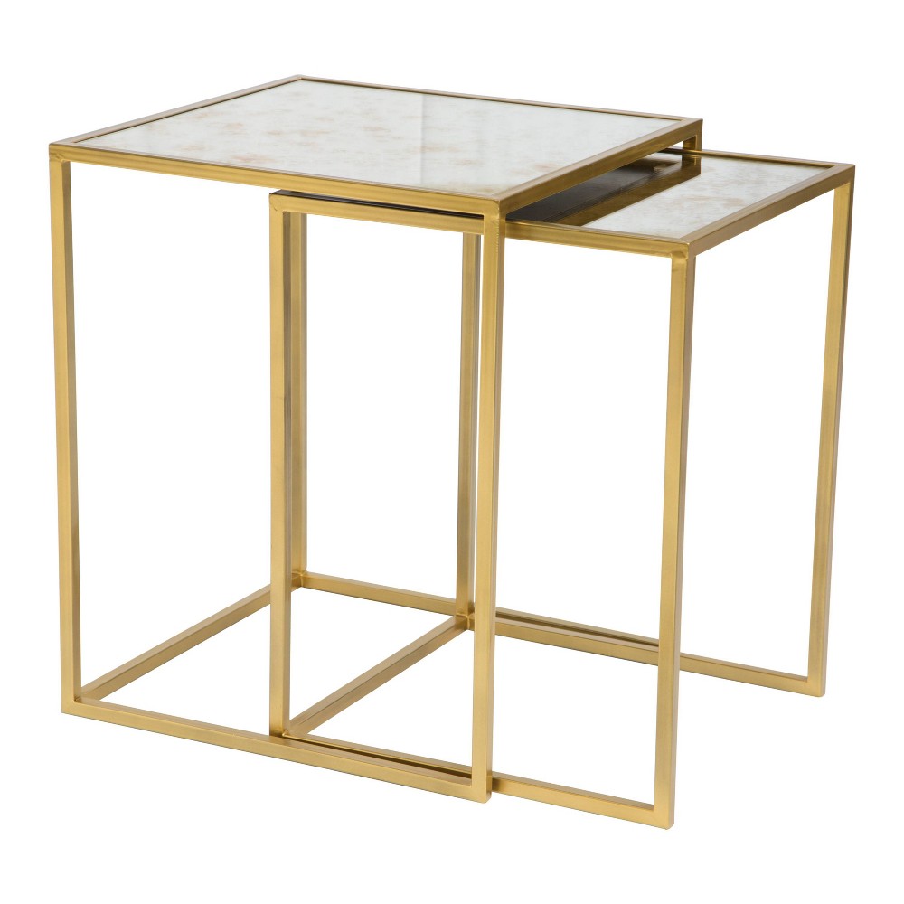 Photos - Coffee Table Elegantly Slim Nesting Tables - Brass - Zm Home