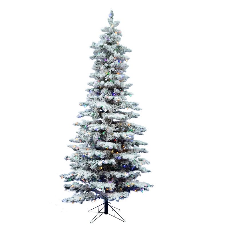 Vickerman Flocked Utica Fir Slim Artificial Christmas Tree, 1 of 7