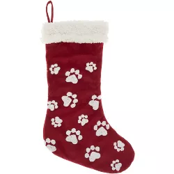 Mina Victory Holiday Paw  17" x 10" Red Indoor Stocking