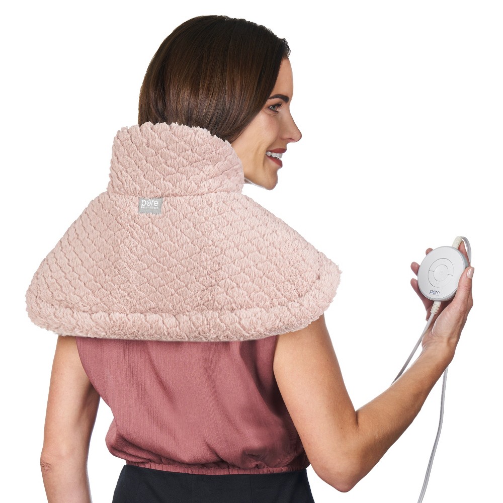 Pure Enrichment Pure Radiance Neck & Shoulder Luxury Heating Pad - 16" x 22" - Rose Quartz