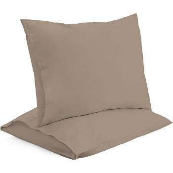Superity Linen Standard Pillow Cases - 2 Pack - 100% Premium Cotton - Envelope Enclosure - Taupe