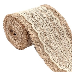 Unique Bargains Burlap Lace Edge Wedding Party Art Crafting Ribbon Strap Roll - 1 of 4