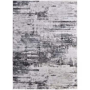Gray Ivory and Taupe Abstract Power Loom Worn Faded Area Rug - 1 of 4