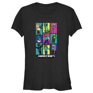 Juniors Womens Minecraft Boxed Mobs T-Shirt - 1 of 4