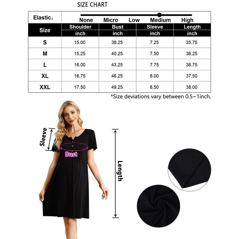 WhizMax Womens Maternity Dress Short Sleeve Midi Summer Dresses Nursing Casual Solid Color Button Down Breastfeeding Dress, 5 of 6