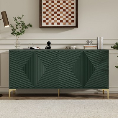 CAVINAS Creative 4-Door Handleless Sideboard Cabinet with Press-to-Open Design,Modern Buffet Cabinet with Storage for Kitchen,Dining Room