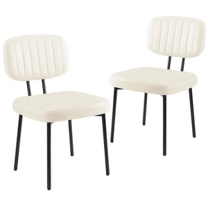 MAYEERTY Modern Armless Dining Chairs With Upholstered Fabric,Nailhead Trim And Wood Legs£¬Set of 2 - 1 of 4