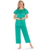 Collections Etc Smocked Tricot Top 2-Piece Capri Pants Pajama Set - 4 of 4