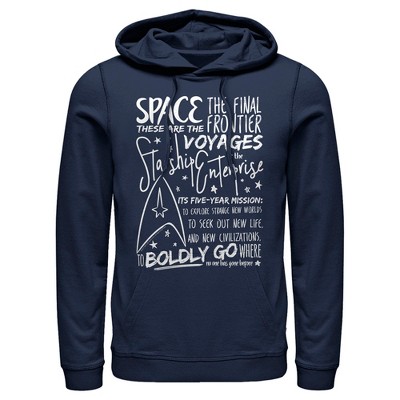 Men's Star Trek 5-Year Mission Text Pull Over Hoodie