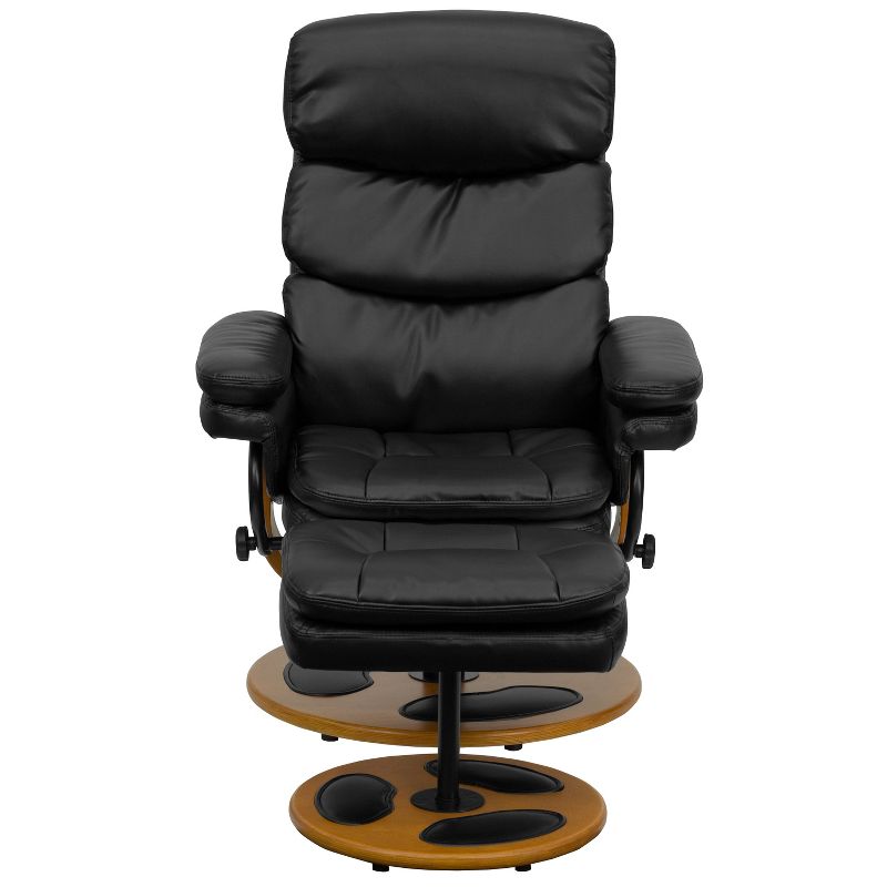 Flash Furniture Contemporary Multi-Position Recliner and Ottoman with Wood Base in Black LeatherSoft, 6 of 8