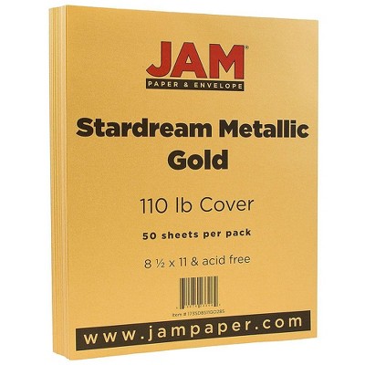 JAM Paper Metallic 110lb Colored Cardstock 8.5 x 11 Gold Stardream 173SD8511GO285