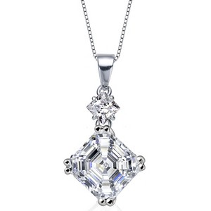 Guili Sterling Silver White Cubic Zirconia Square Asscher-cut Necklace, Featuring a Radiant and Sophisticated Design for Every Occasion - 1 of 3