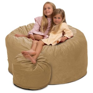 Ultimate Sack 4ft Bean Bag Chair and Footstool, Oversized Comfortable Indoor Floor Lounger, Giant Foam-Filled Furniture for Relaxing, Camel Suede - 1 of 4