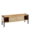 NicBex 40.16"/54.33" Modern Rattan Coffee Table with Sliding Doors & Metal Legs,Storage End Table,Center Table for Living Room,Office - 2 of 4