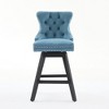 Swivel Velvet Barstools Set of 2, Button-Tufted Upholstered Seats with Curved Back and Wooden Legs, 360¡ã Swivel for Kitchen - 2 of 4