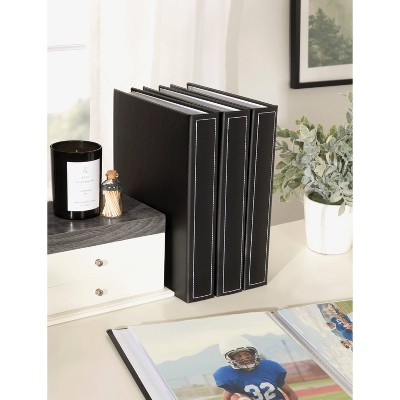 Black Faux Leather Debossed Photo Album Set, 11.8" x 9.5"