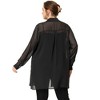 Agnes Orinda Women's Plus Size Long Sleeve Black Sheer Button Down Shirts - 3 of 4