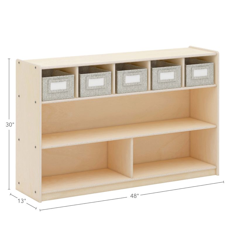 Guidecraft EdQ Shelves and 5 Bin Storage Unit 30": Wooden Classroom Bookshelf with Cubbies for Kids' Books, Toys and School Supplies, 4 of 5