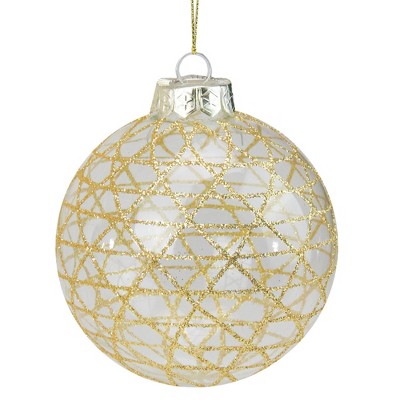 Northlight 3.75" Gold and Clear Geometric Diamond Glass Christmas Ball Ornament