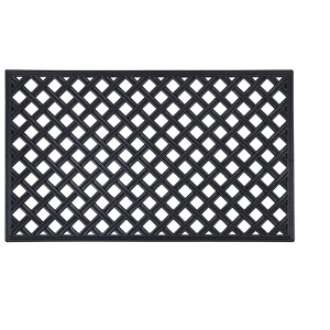 Kate Aurora Lattice 18 in. x 30 in. Wrought Iron Designed Non Skid Rubber Outdoor Door Mat - Black - 1 of 3