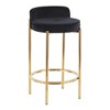 26" Velvet Upholstered Counter Stool with Tufted Seat and Metal Frame for Kitchen and Bar, Set of 2 - 2 of 4
