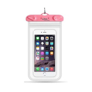Link Waterproof IPX8 Case Phone Holder Pouch Up to 10.5" Underwater Dry Bag Pink- 1Pk
