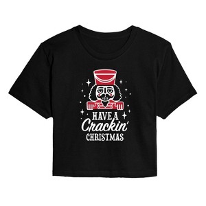 Women's - Instant Message - Crackin Christmas Cropped Graphic T-Shirt - 1 of 4
