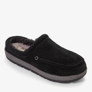 Dluxe by Dearfoams Men's Genuine Suede Moc Toe Clog Slippers - Black 11 ...