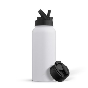JoyJolt Vacuum Insulated Water Bottle with Flip Lid & Sport Straw Lid - 32 oz Large Hot/Cold Vacuum Insulated Stainless Steel Bottle - 1 of 4