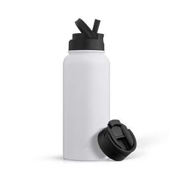 JoyJolt Vacuum Insulated Water Bottle with Flip Lid & Sport Straw Lid - 32 oz Large Hot/Cold Vacuum Insulated Stainless Steel Bottle