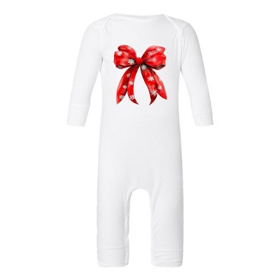 The Juniper Shop Coquette Christmas Snowflake Bow Baby Romper