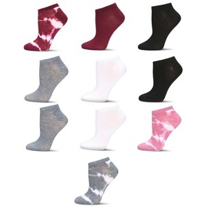 Memoi Women's 10 Pair Pack Tie Dye/Solid Low Cut Socks Burgundy One Size - 1 of 4