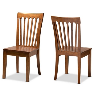 2pc Minette Wood Dining Chair Set Brown Baxton Studio Target