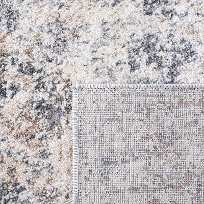 Ivory and Gray Abstract Stain-Resistant Runner Rug