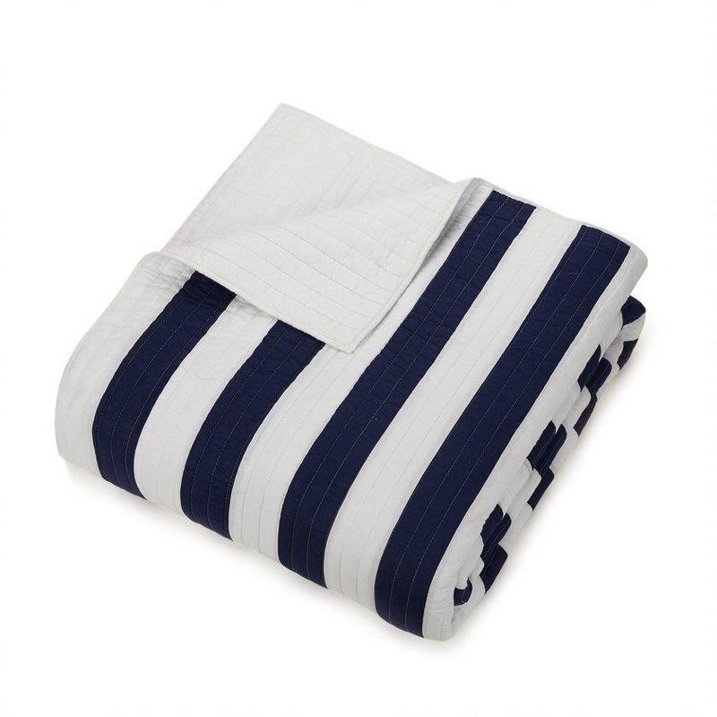 3pc King Block Stripe Quilt &#38; Sham Set Blue - Ampersand for Makers Collective, 5 of 7