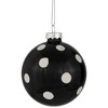 Northlight Shiny Finish Polka Dots Christmas Glass Ball Ornaments - 3" (80mm) - Black and White - Set of 4 - 3 of 4