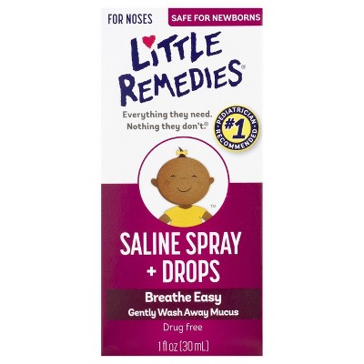 Little Remedies Saline Spray and Drops for Babies Stuffy Noses - 1 fl oz