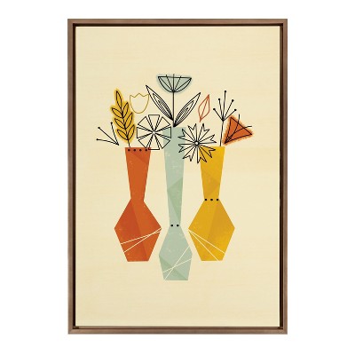 Kate and Laurel Sylvie Flowers Framed Canvas by Amber Leaders Designs, 23x33, Gold